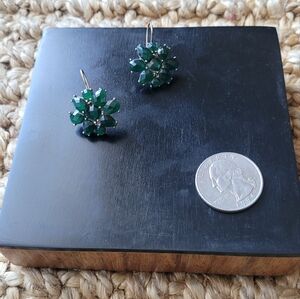 Liz Claiborne emerald green and gold holiday earrings with kidney wire closure